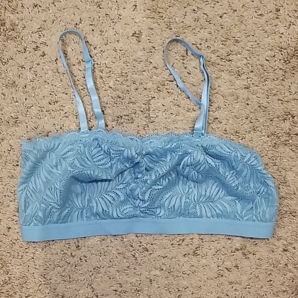 Vintage Teal Swirl Lace Bandeau Bralette